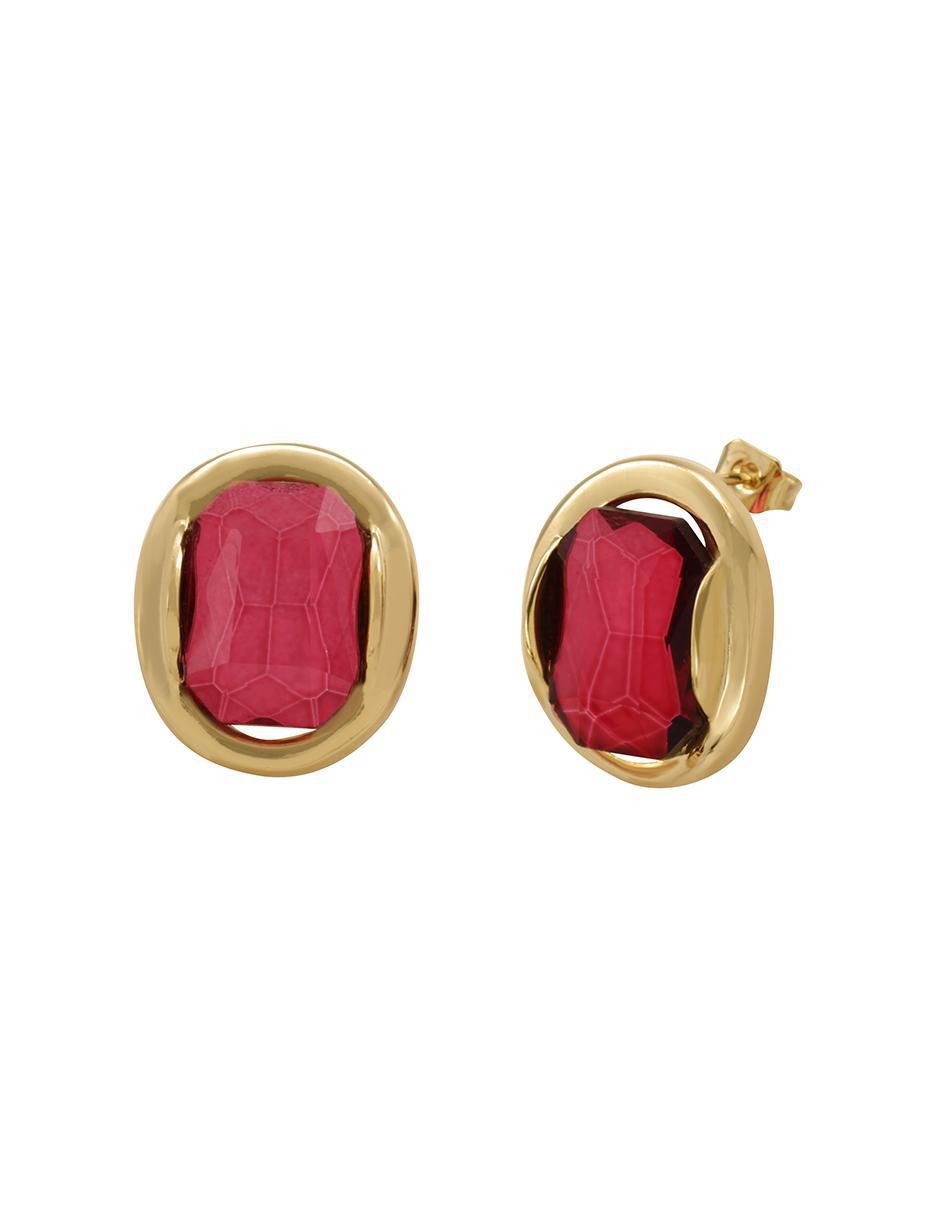 Aretes ovalados 18 K con acabado pulido cristal