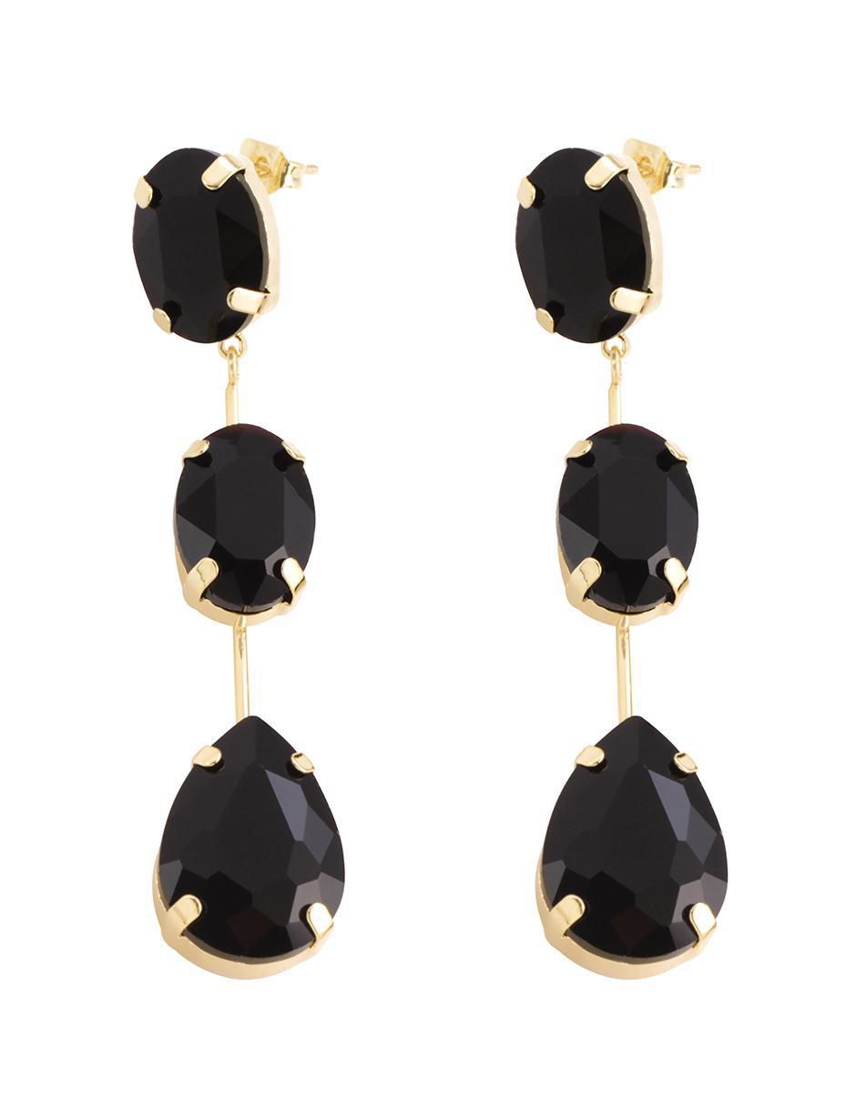 Aretes con acabado baño de oro 18 K cristal