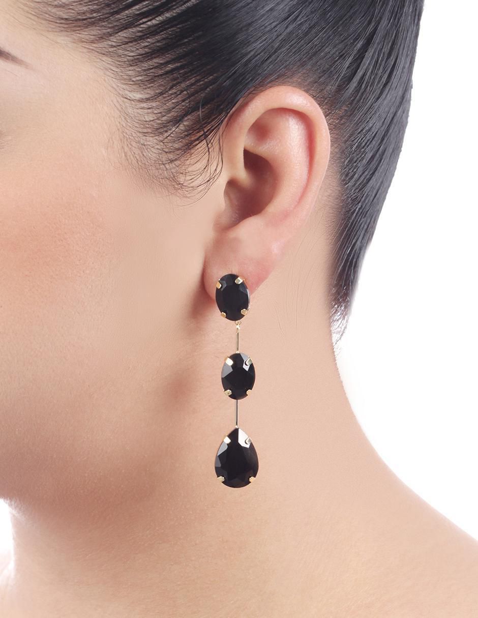 Aretes con acabado baño de oro 18 K cristal 3
