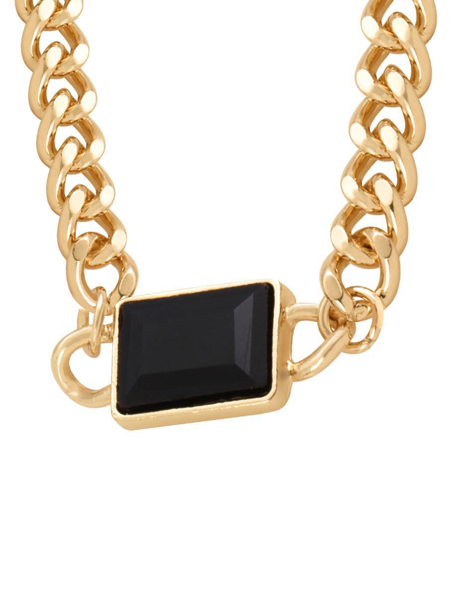 Collar rectangular con acabado baño de oro 18 K 2