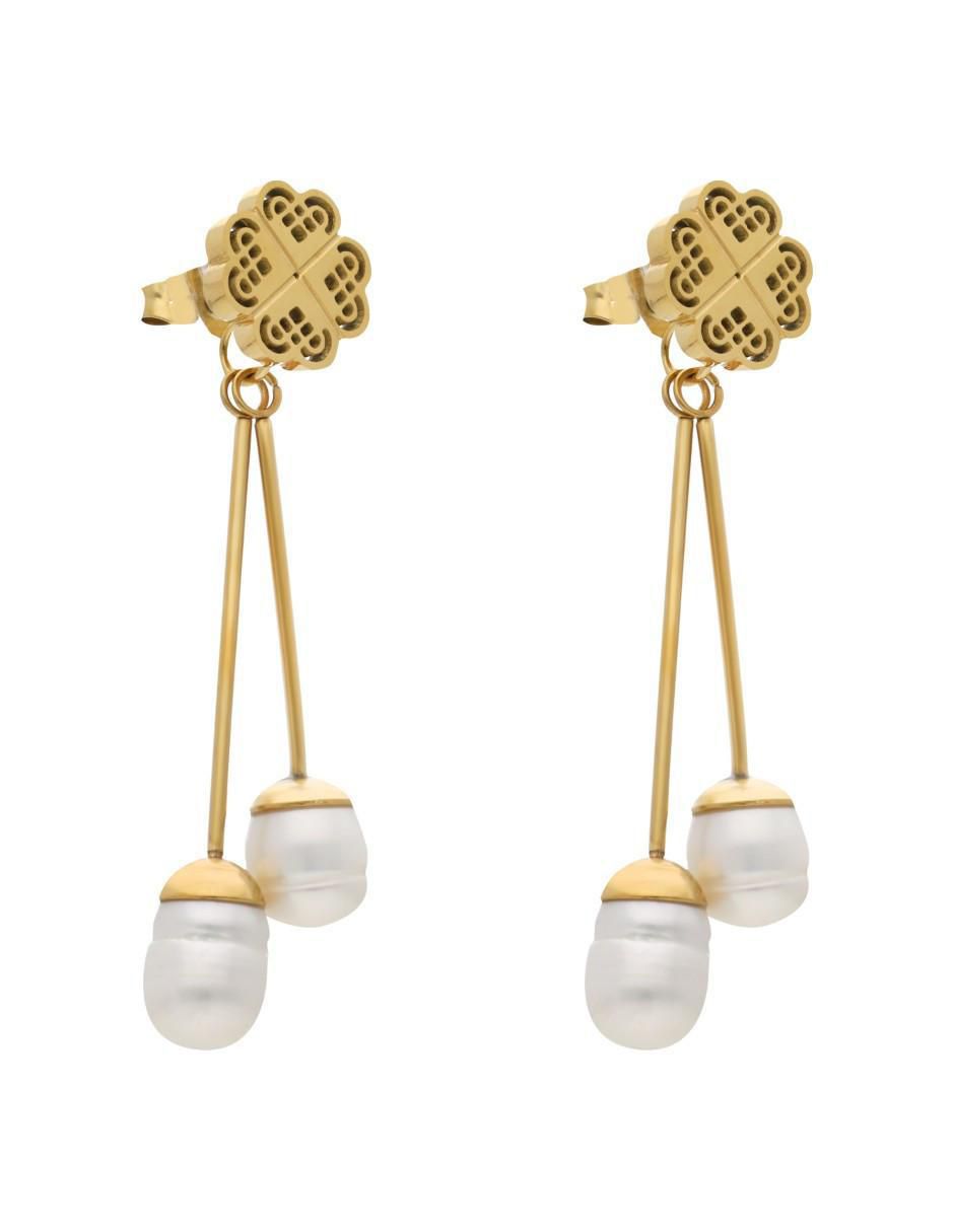 Aretes de trébol con acabado brillante 2