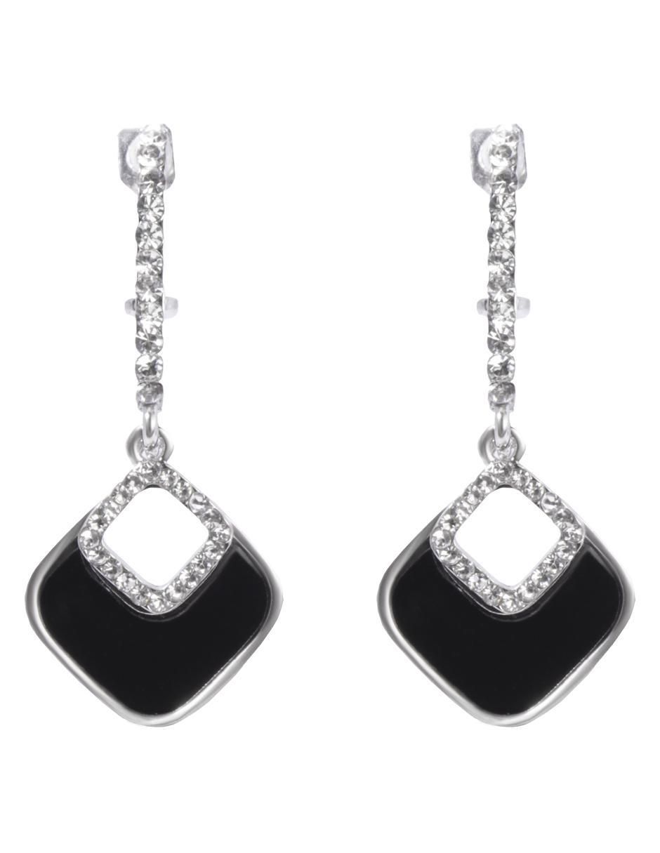 Aretes con acabado baño de rodio cristal