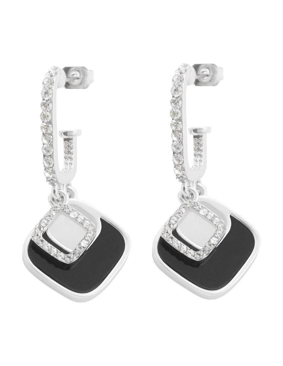 Aretes con acabado baño de rodio cristal 2