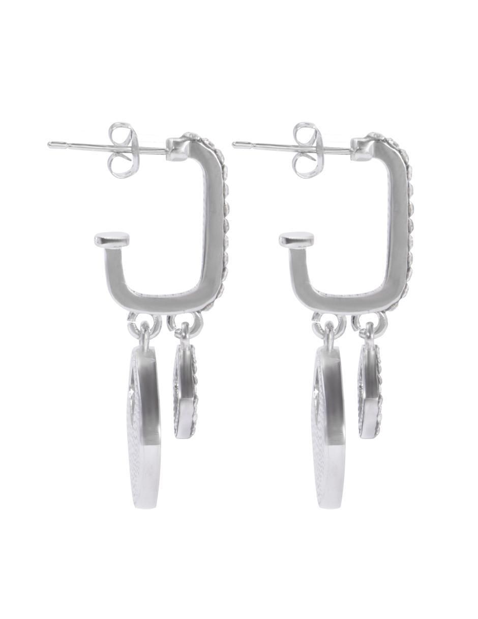 Aretes con acabado baño de rodio cristal 3