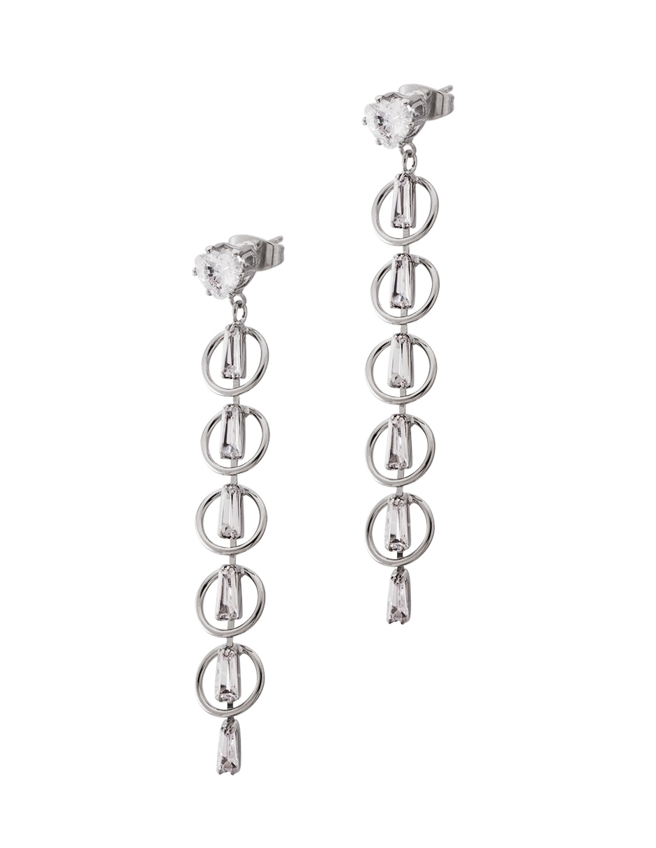 Aretes con acabado baño de rodio 2