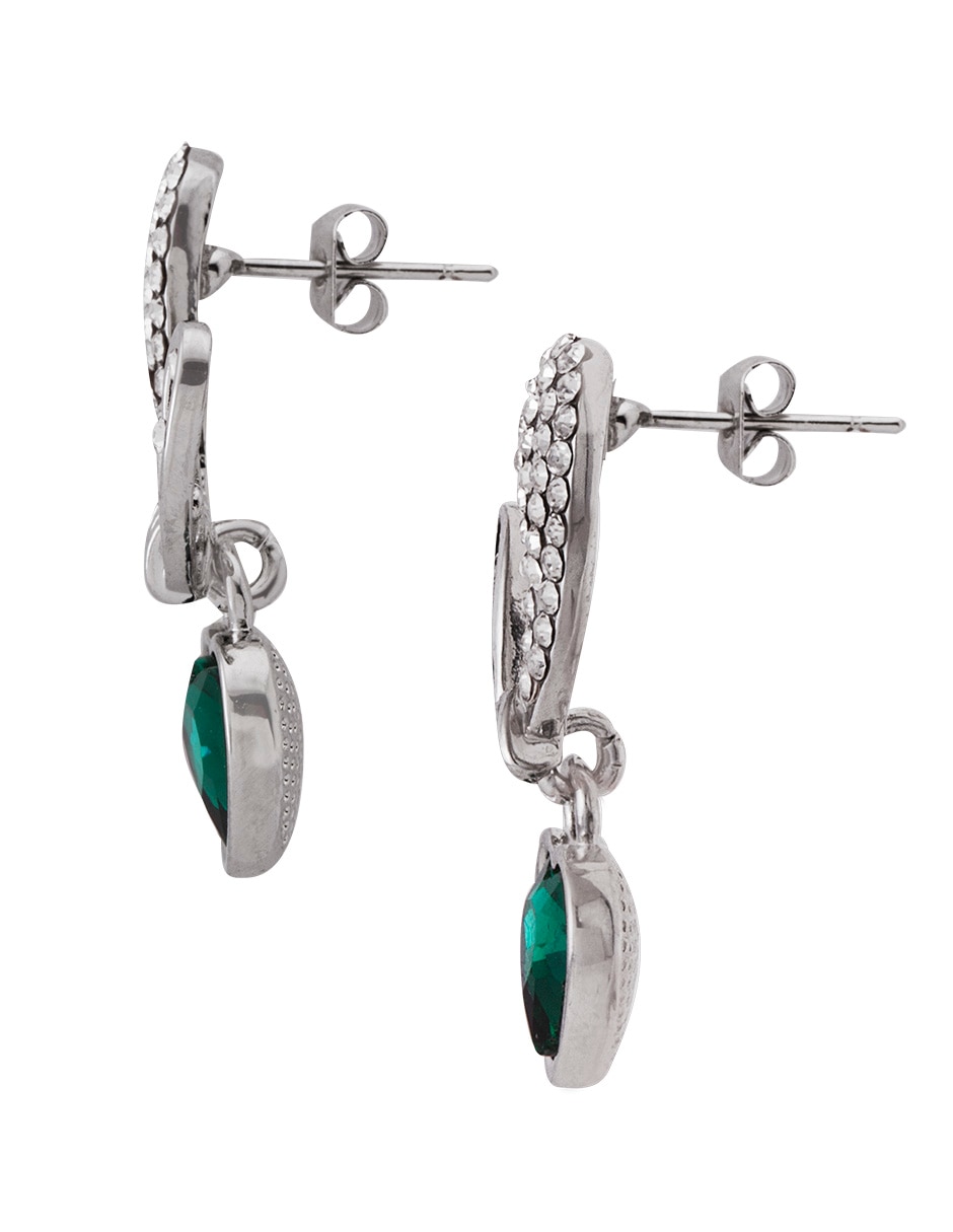 Aretes de corazón con acabado baño de rodio cristal 3