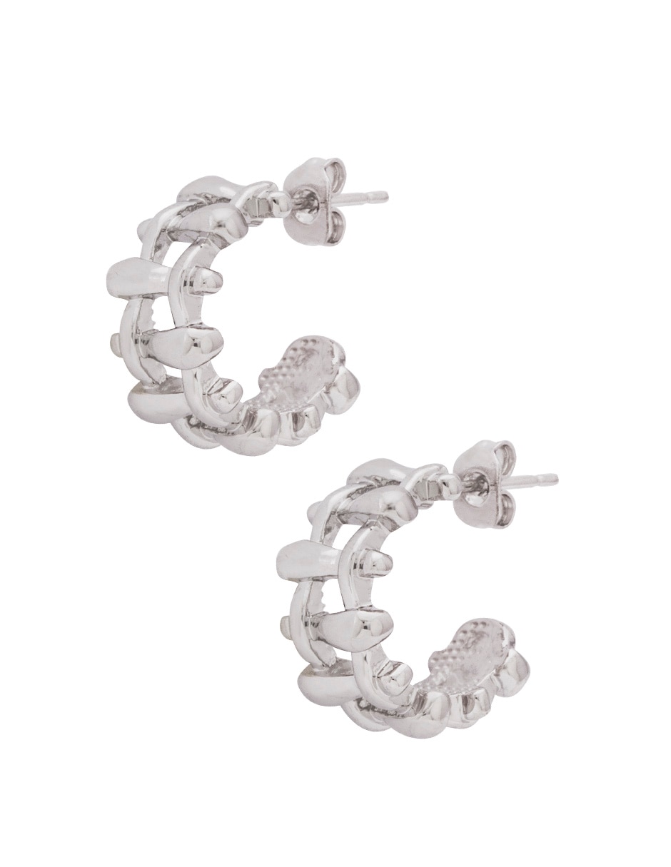 Aretes redondos con acabado baño de rodio 2
