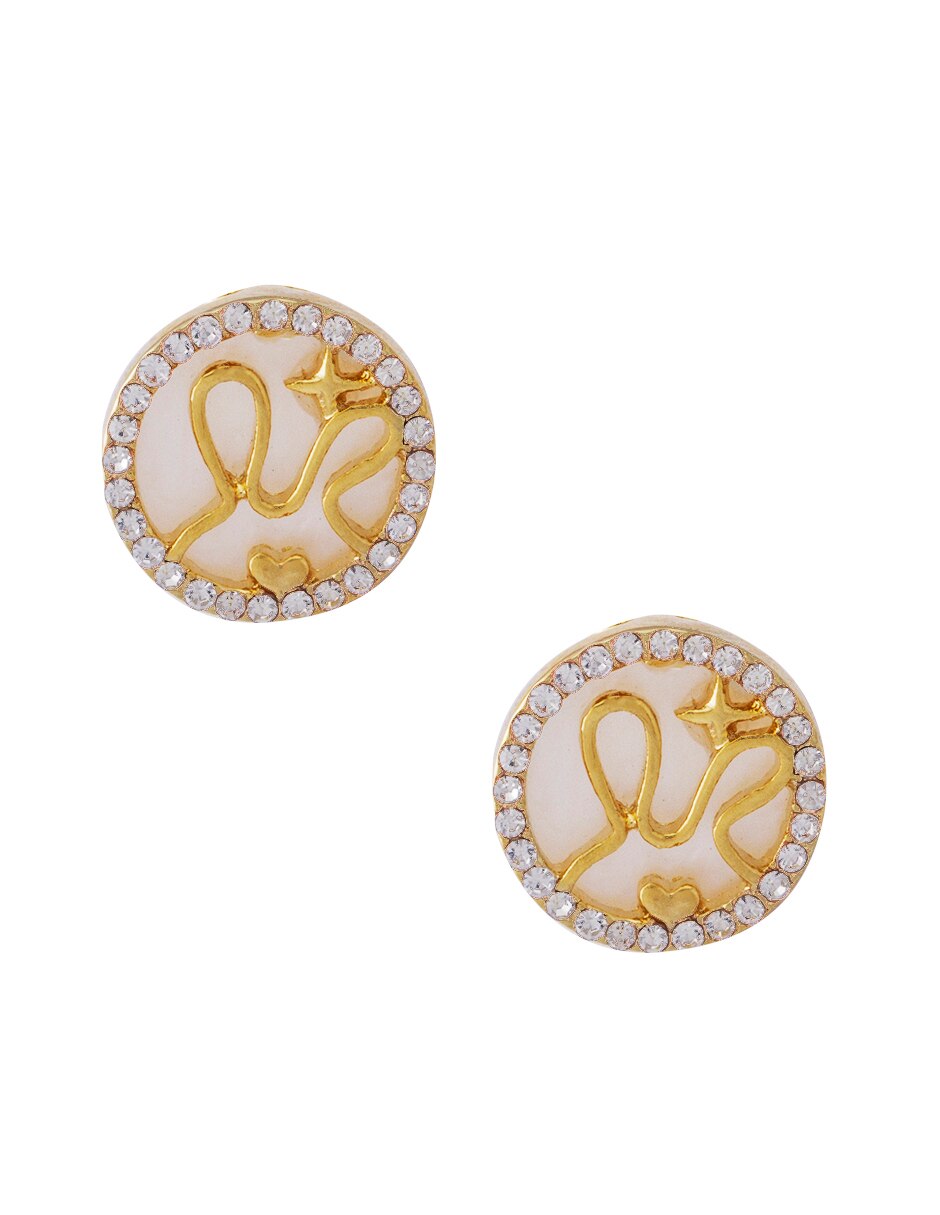 Aretes circulares con acabado baño de oro cristal Aretes circulares con acabado baño de oro cristal
