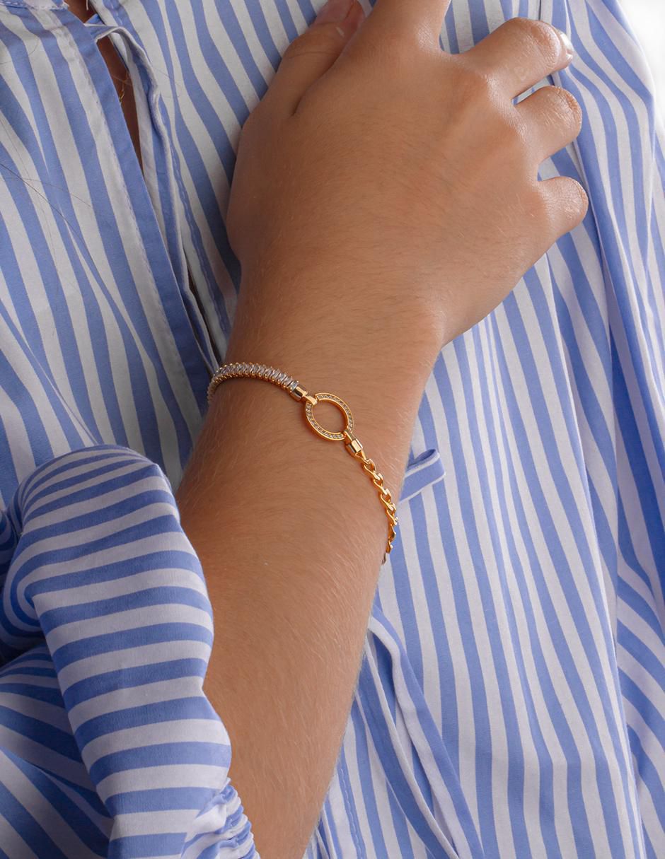 Pulsera con zirconia 18 K acabado chapa de oro 2
