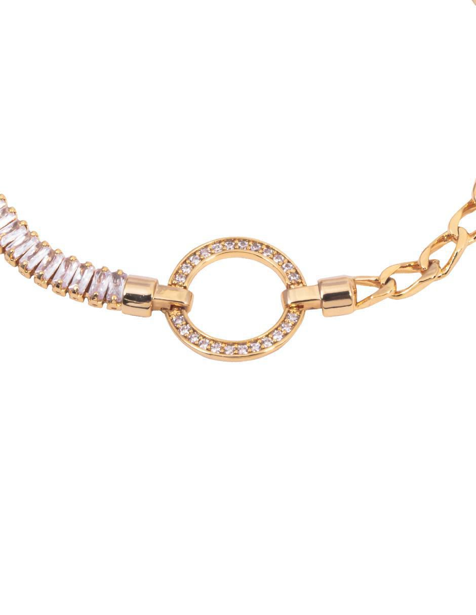 Pulsera con zirconia 18 K acabado chapa de oro 3