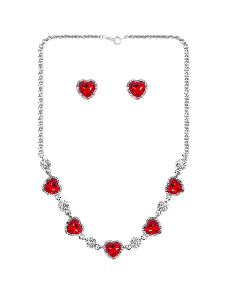 Aretes y collar de corazón zirconia