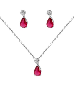 Aretes y collar de gota zirconia