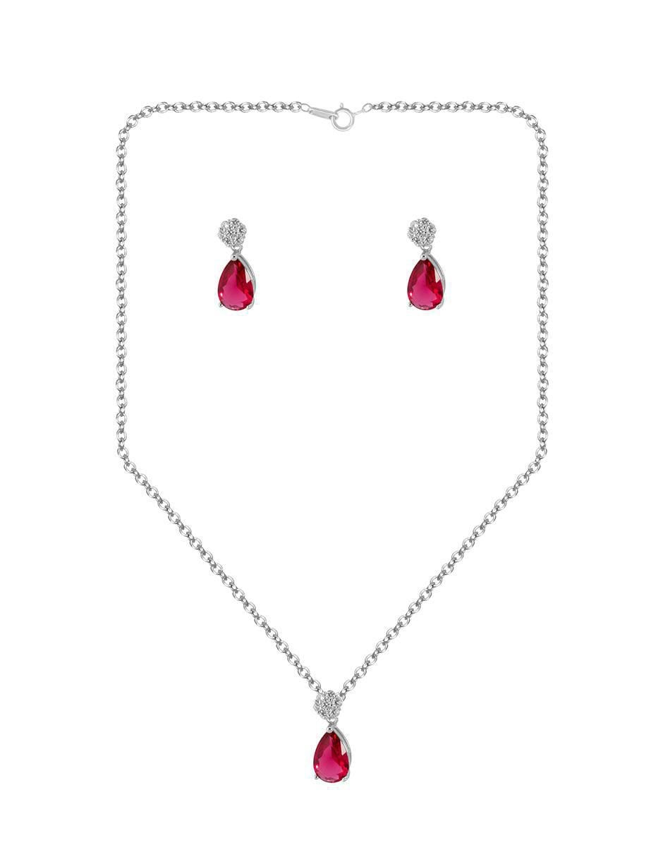 Aretes y collar de gota zirconia