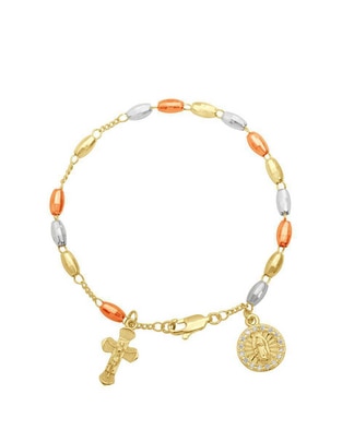 Pulsera con zirconia 18 K acabado chapa de oro