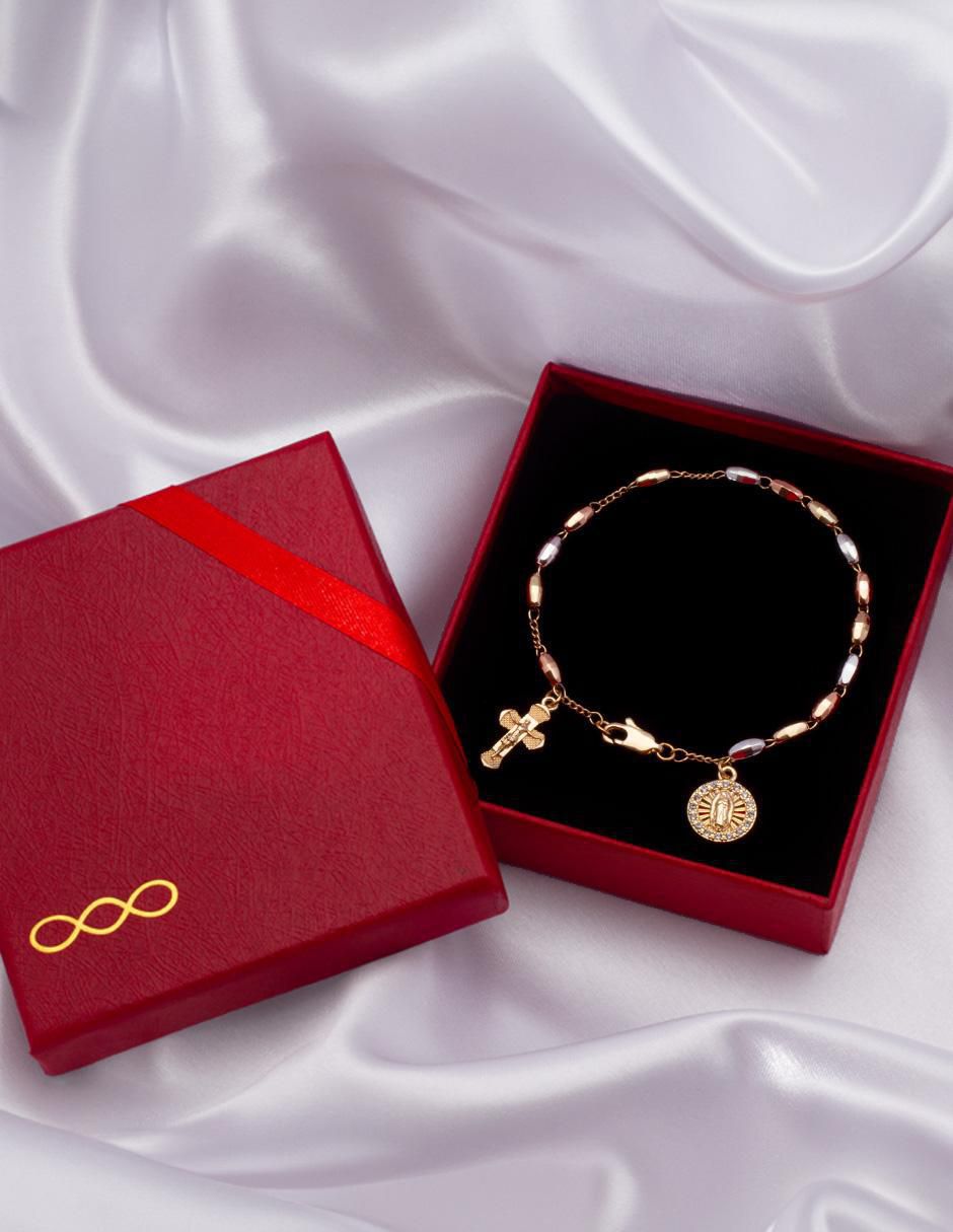 Pulsera con zirconia 18 K acabado chapa de oro 2
