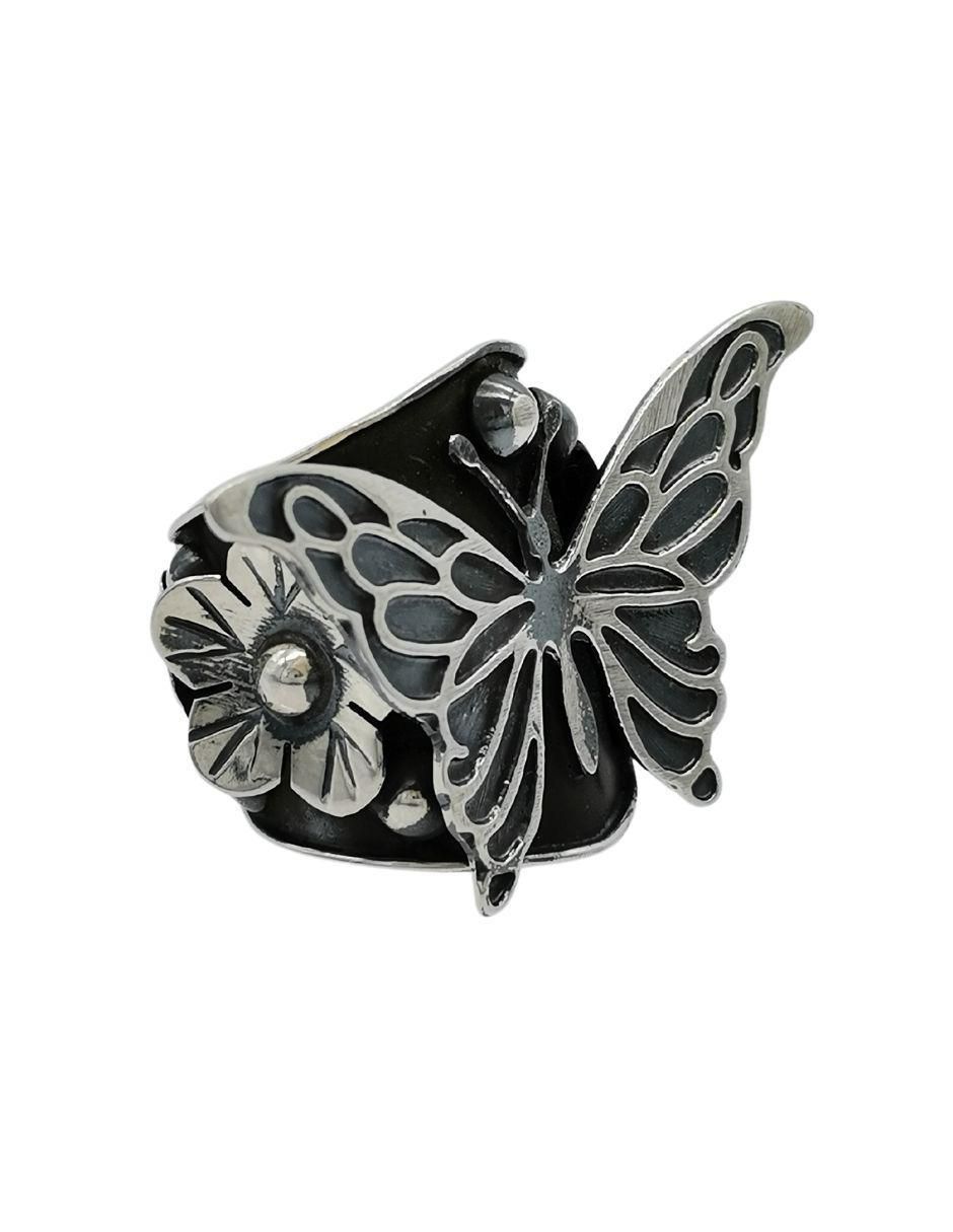 Anillo de mariposa P 925 de plata pulido