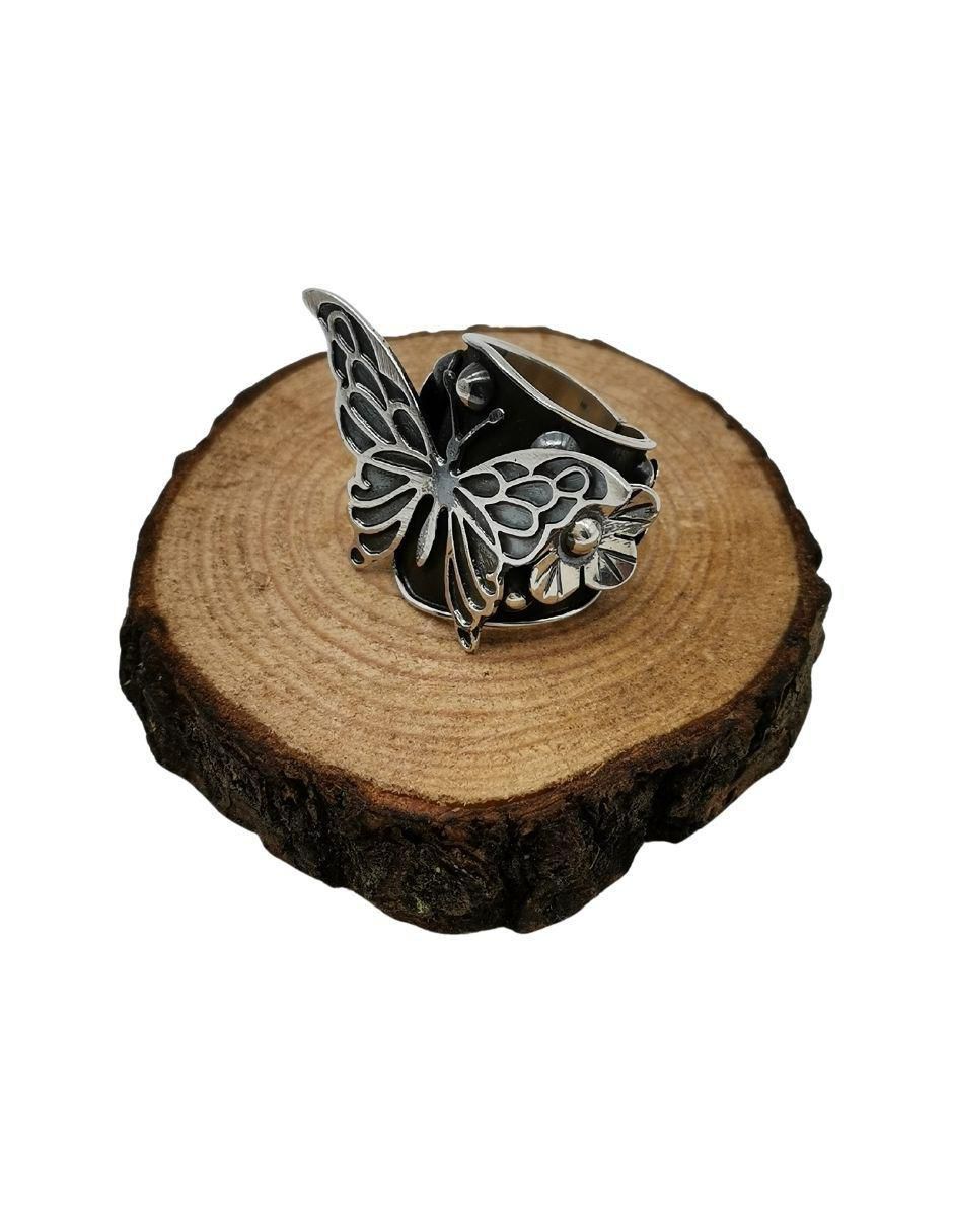 Anillo de mariposa P 925 de plata pulido