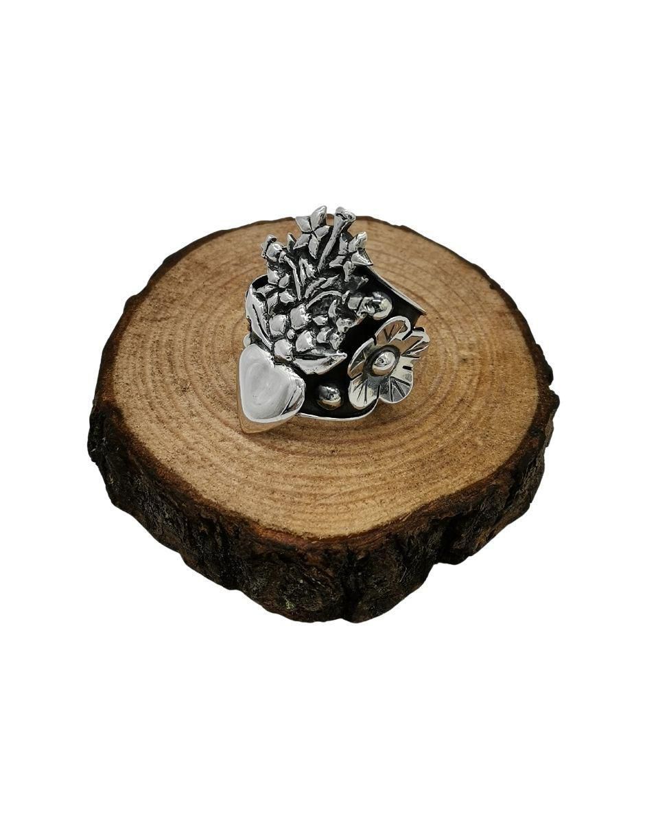 Anillo de corazón P 925 de plata brillante