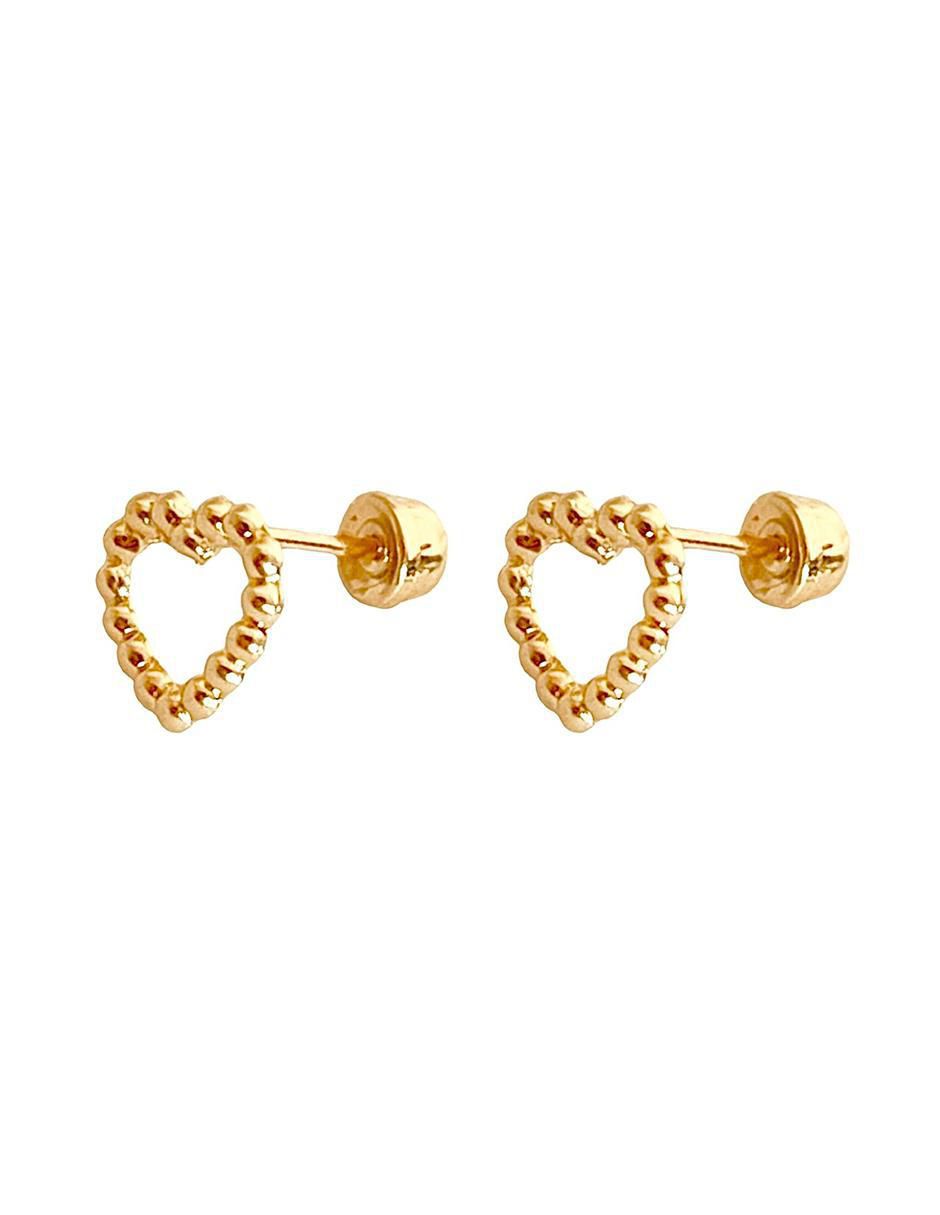 Broqueles de corazón de oro con acabado texturizado 3