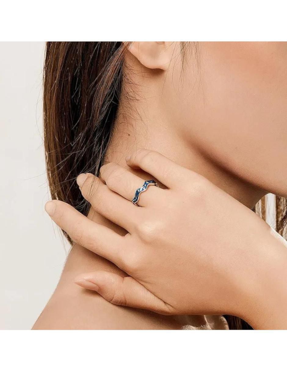 Anillo ondulado Beauty P 925 de plata brillante