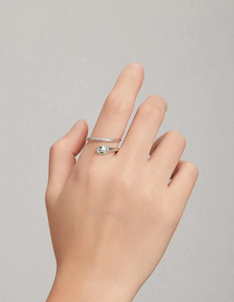Anillo de serpiente Nature P 925 de plata brillante