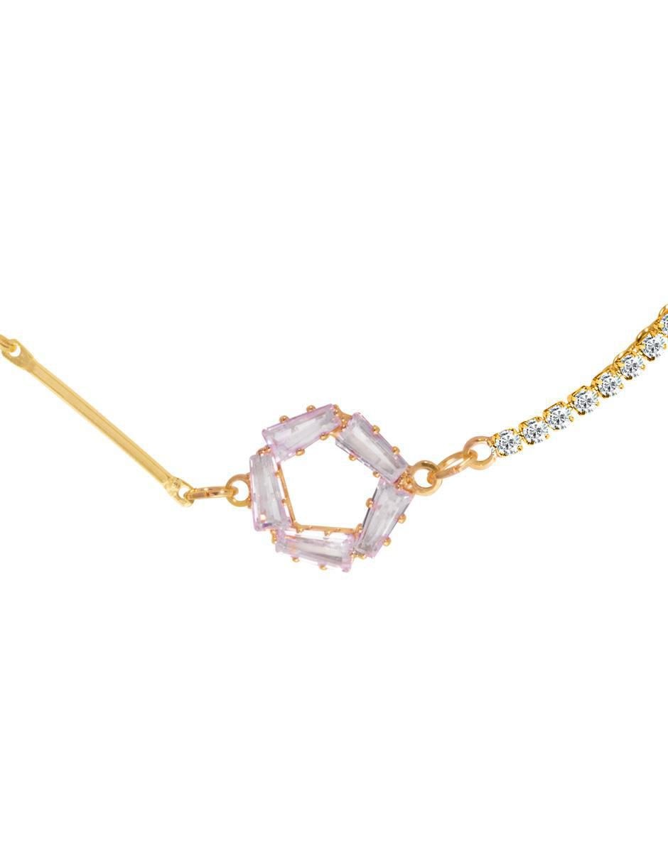 Pulsera con zirconia 18 K acabado chapa de oro 2