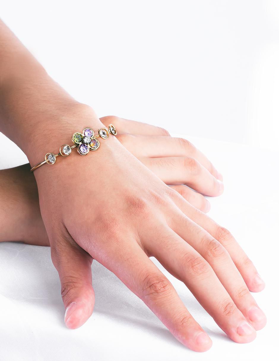 Brazalete con zirconia 18 K acabado chapa de oro 2