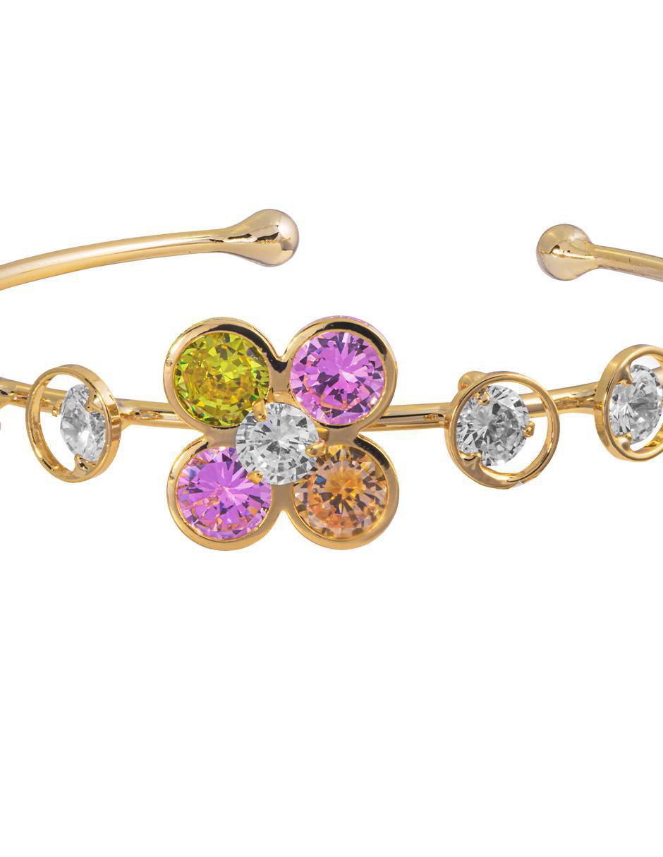 Brazalete con zirconia 18 K acabado chapa de oro 3