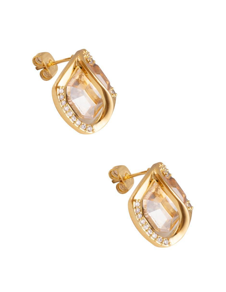Aretes redondos con acabado chapa de oro 4