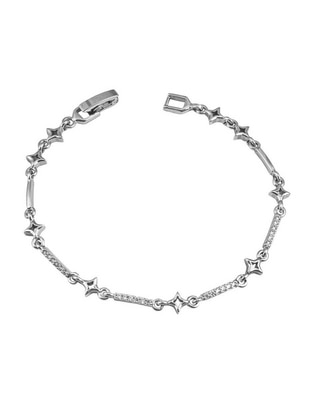 Pulsera con zirconia con acabado baño rodio Pulsera con zirconia con acabado baño rodio