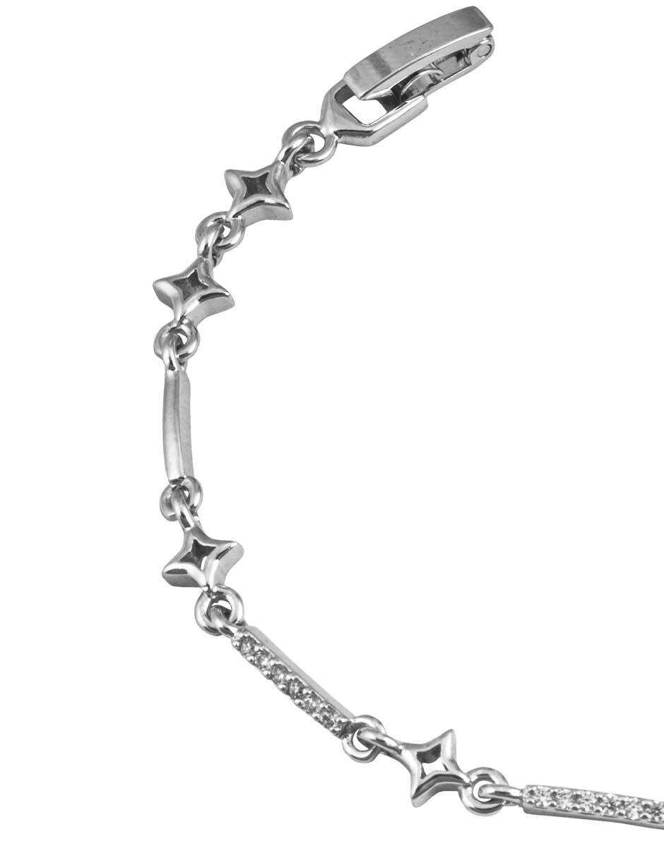 Pulsera con zirconia con acabado baño rodio 2