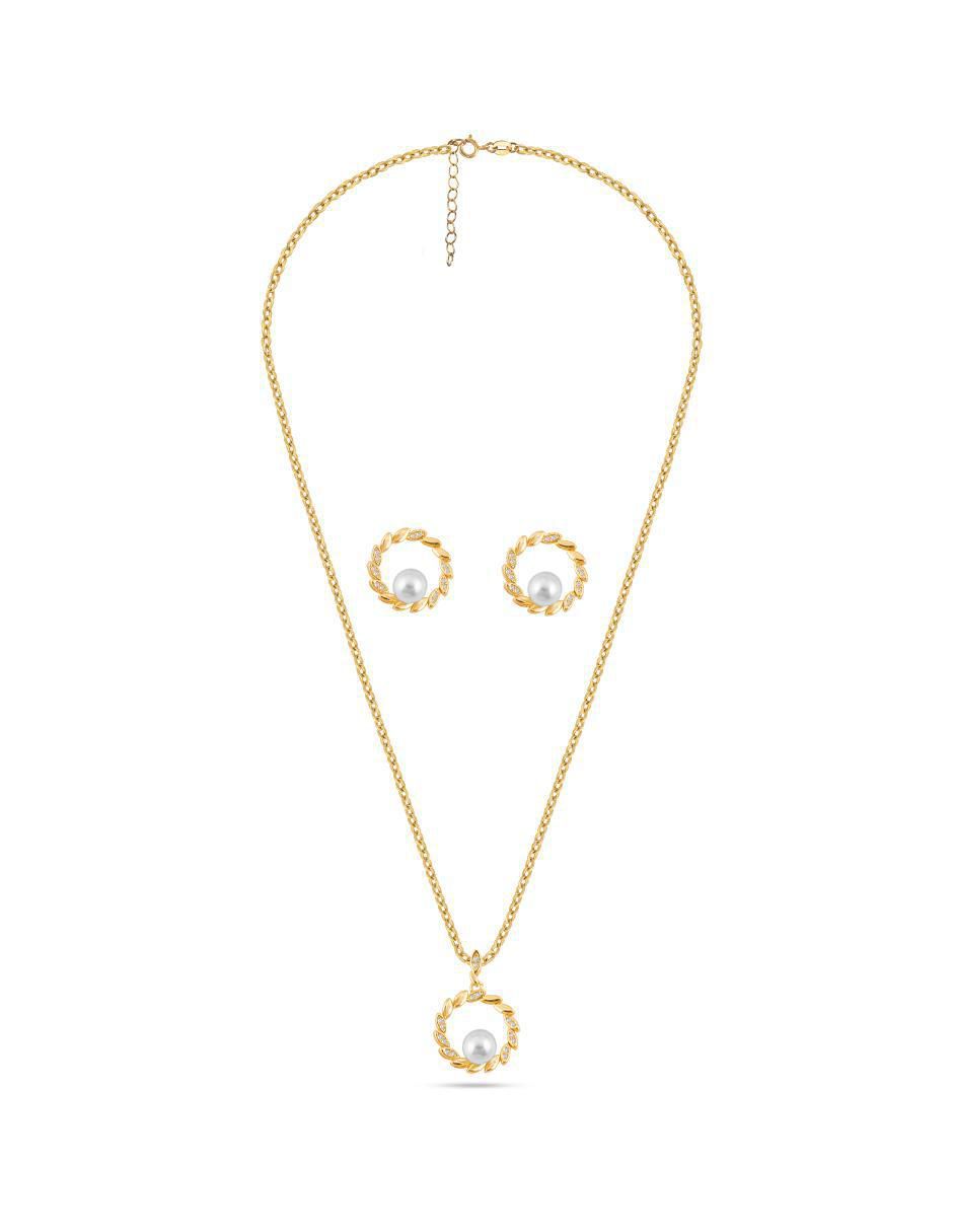 Aretes y collar de corona zirconia 3