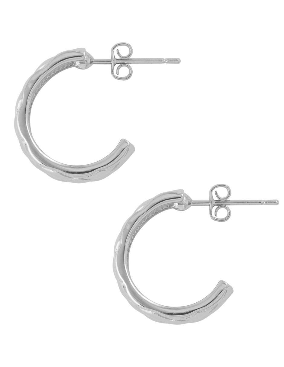 Aretes circulares con acabado baño de rodio