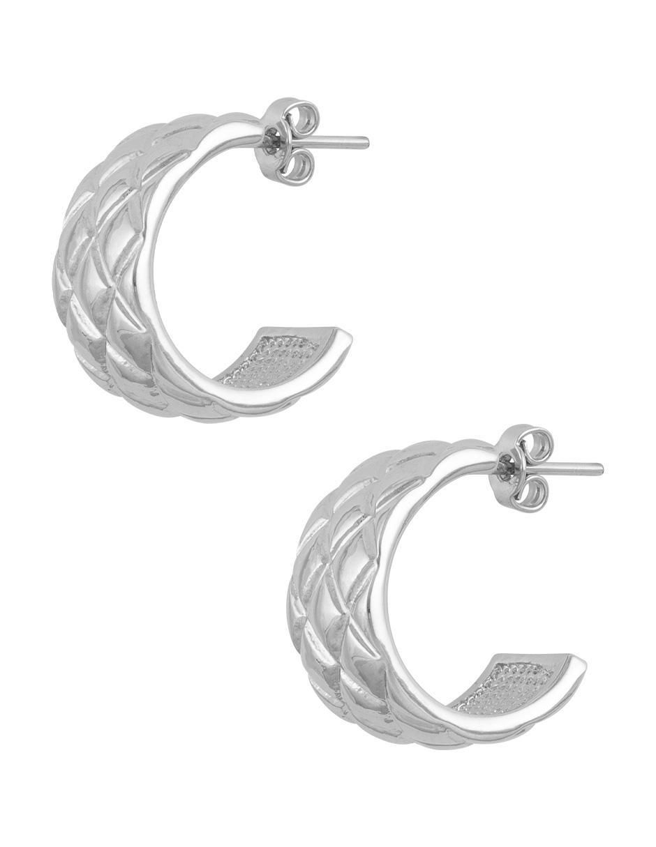 Aretes circulares con acabado baño de rodio 4