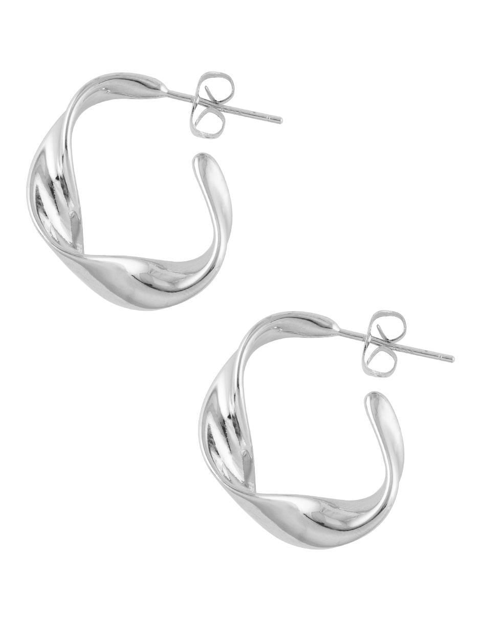 Aretes circulares con acabado baño de rodio