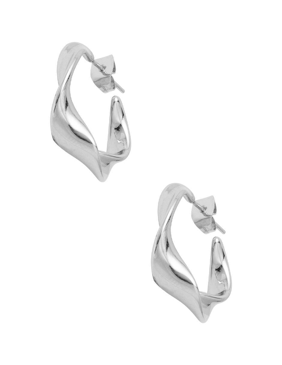 Aretes circulares con acabado baño de rodio 4