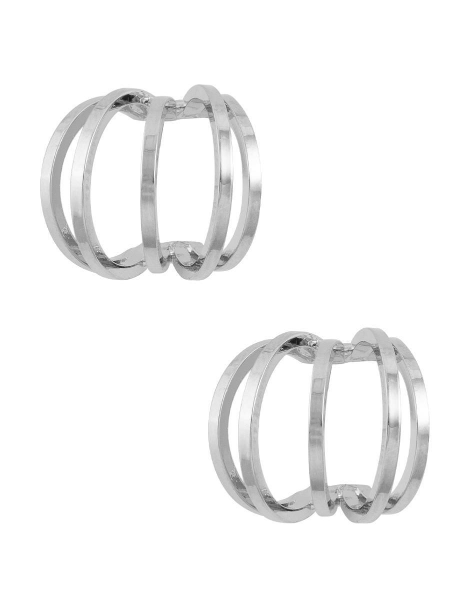 Aretes de aro con acabado baño de rodio Aretes de aro con acabado baño de rodio
