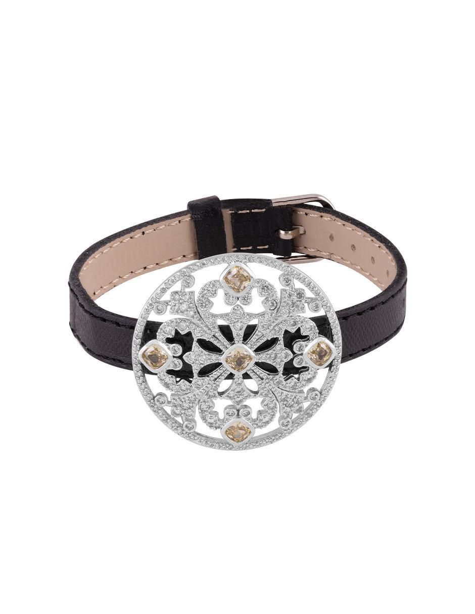 Pulsera con zirconia acabado baño de rodio