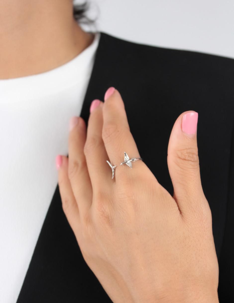 Anillo de colibrí Nature P 925 de plata brillante