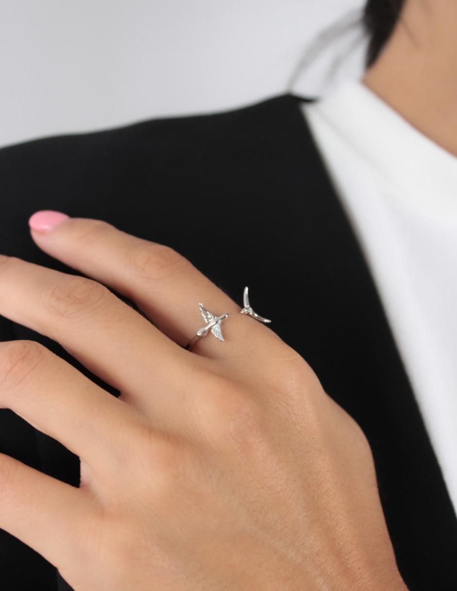 Anillo de colibrí Nature P 925 de plata brillante