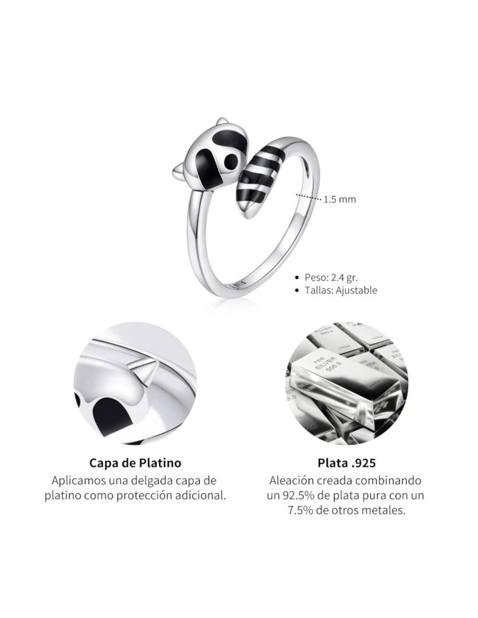 Anillo Nature Mapache P 925 de plata brillante