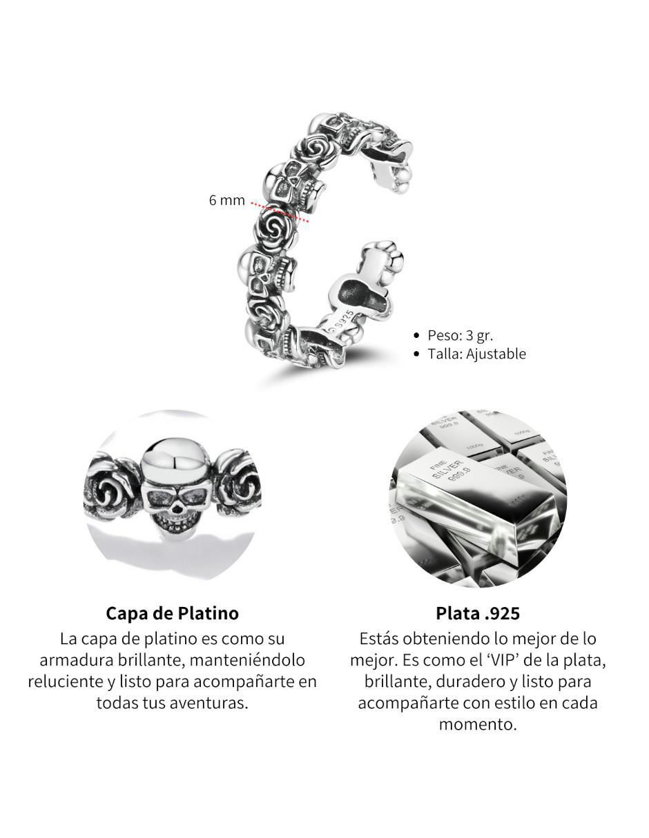 Anillo de calavera Beauty P 925 de plata brillante
