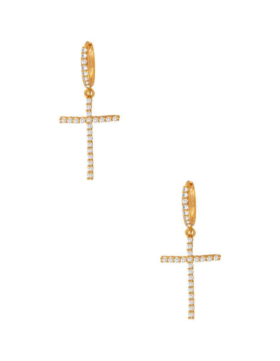 Aretes de cruz con acabado pavé Aretes de cruz con acabado pavé