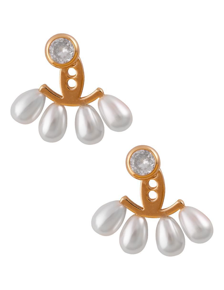 Aretes con acabado chapa de oro perla Aretes con acabado chapa de oro perla