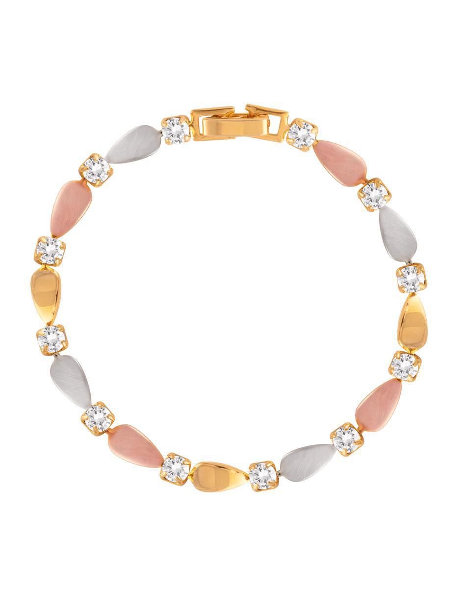 Pulsera con zirconia acabado chapa de oro Pulsera con zirconia acabado chapa de oro