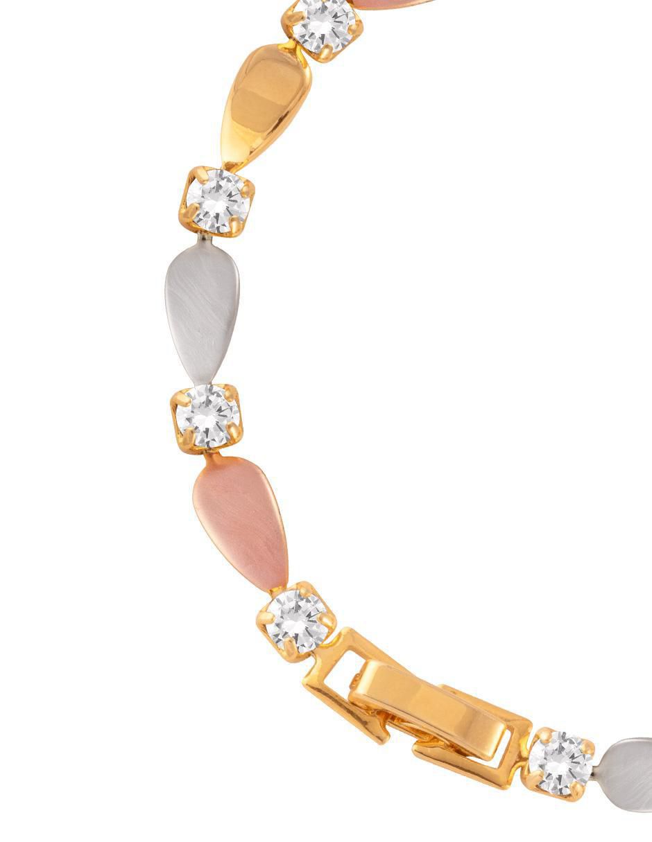 Pulsera con zirconia acabado chapa de oro 3
