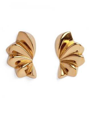 Aretes de flor con acabado chapa de oro
