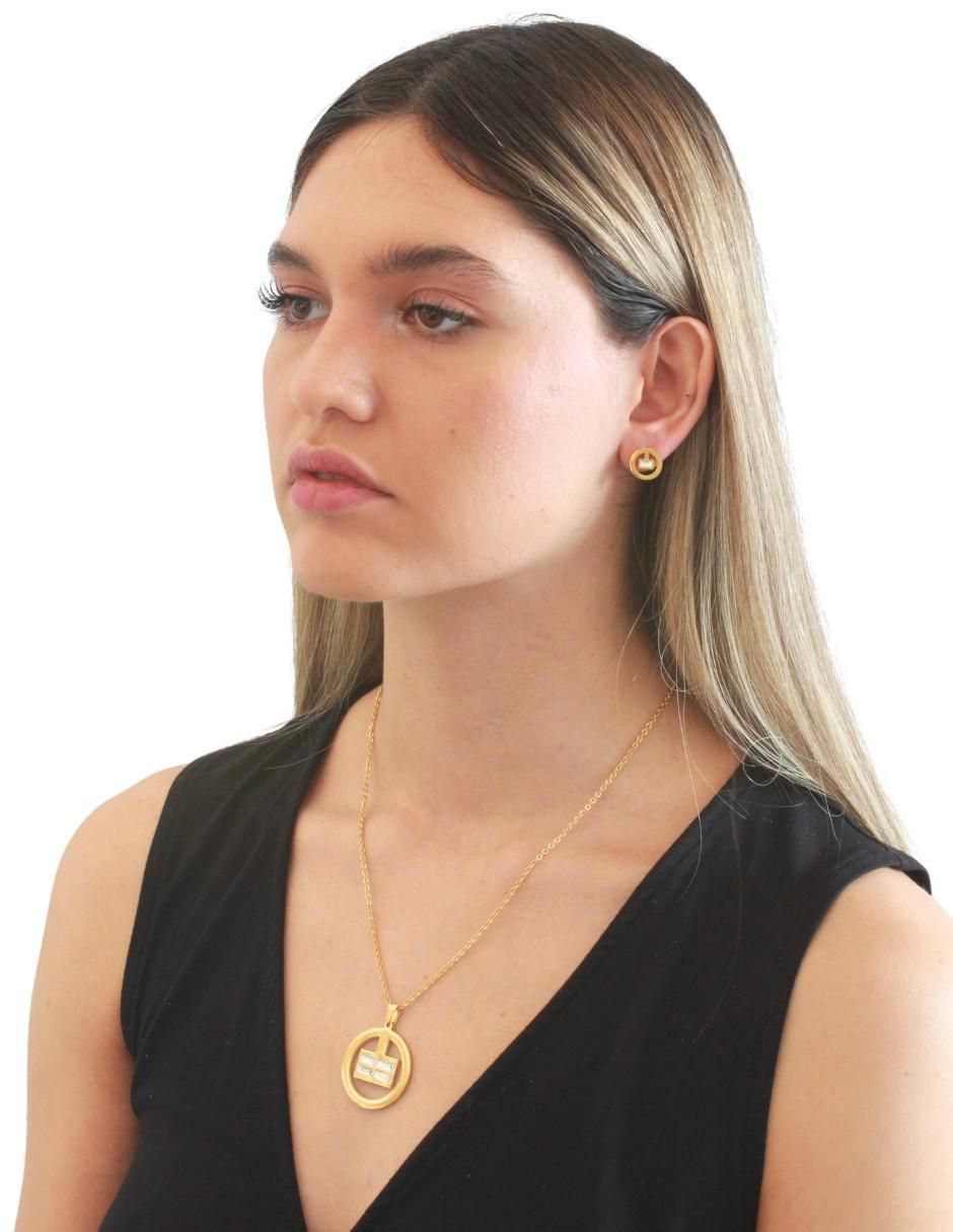 Aretes y collar circular 4
