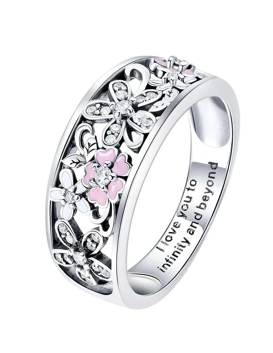 Anillo de flor Flowers P 925 de plata zirconia brillante 2