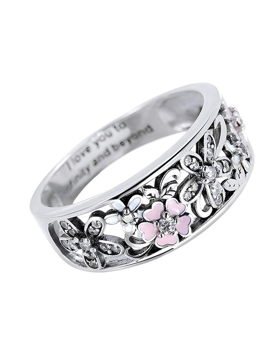 Anillo de flor Flowers P 925 de plata zirconia brillante 3